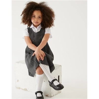 Girls' Permanent Pleats School Pinafore (2-12 Yrs)