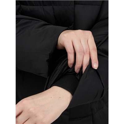 Куртка зимняя женская с капюшоном модная черного цвета 7651Ch