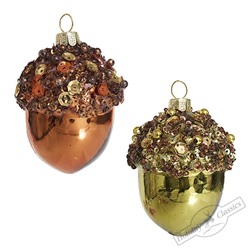 Желудь с пайетками асс. из 2-х (стекло) 5х5х7 см