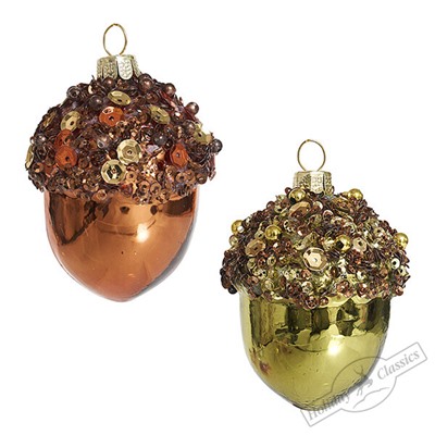 Желудь с пайетками асс. из 2-х (стекло) 5х5х7 см