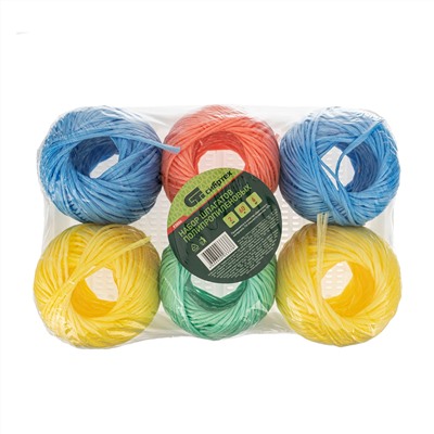 Набор шпагатов полипропиленовых, 6 шт, 2 мм, L 60 м, MIX цветов, Сибртех