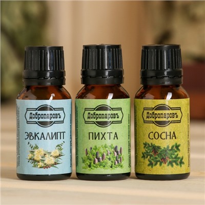 Набор эфирных масел эвкалипт, пихта, сосна, «Добропаровъ», 3 шт. по 17 мл
