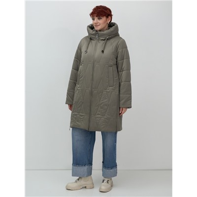 Пальто зимнее утепленное женское большого размера светло-коричневого цвета 7699SK