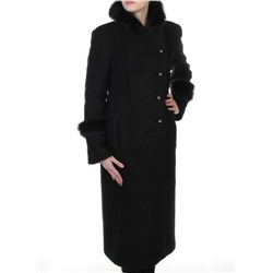 13927A BLACK Пальто шерстяное с мехом HELLEN