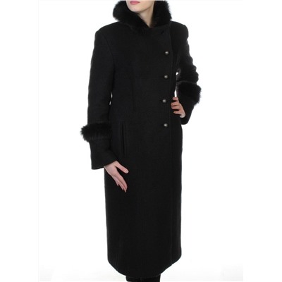 13927A BLACK Пальто шерстяное с мехом HELLEN