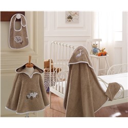 Комплект Пончо 4 Предметa 0-1 год It is a Boy Kahve Panço - EcoCotton