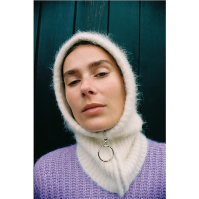 ALPACA BLEND HOOD WITH ZIP
