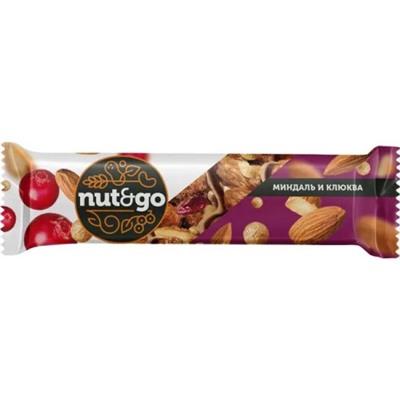 Батончик Nut&Go Миндаль и клюква 36 г (упаковка 18 шт) /КДВ