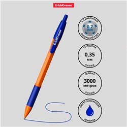 Ручка шариковая автоматическая Erich Krause R=301 Orange Matic & Grip, узел 0.7 мм, чернила синие, резиновый держатель, длина линии письма 2000 метров