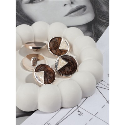 Пуговицы на ножке, d=25 мм, набор 5 шт., цвет коричневый, кремовый, золотой