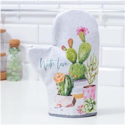 Варежка-прихватка With love, 20×28 см, саржа, 100% хлопок, ватин 250 г/м²