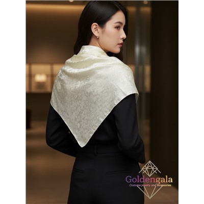 Платок однотонный из натурального шелка айвори Арт В1051/09