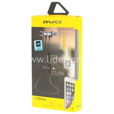 Наушники MP3/MP4 AWEI (A980BL) Bluetooth вакуумные черные