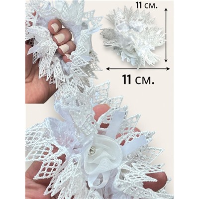 Резинка для волос с кружевом белая Корея Р35