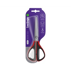 Ножницы Berlingo "Easycut 300", 20см, красные, мягкие вставки, европодвес