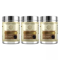 Набор натуральной краски для волос Светло-коричневой (3 x 150 г), Herbal Hair Colour Light Brown Set, произв. Khadi Natural