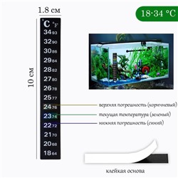 Термометр для аквариума 18° - 34°, 18×100 мм