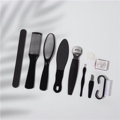 УЦЕНКА Набор педикюрный, 7 предметов, (10 лезвий), чёрный