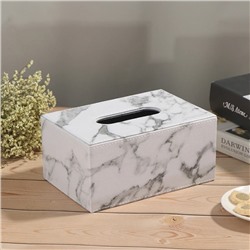 Бокс для салфеток декоративный, из PU-кожи, малый, размер: 19.4х13.3х9.3 см Tov-602