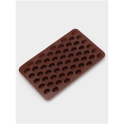 Форма для мармелада Доляна «Кофейные бобы», силикон, 18.5×11×1 см, 55 ячеек (1.6×1.2 см), коричневая