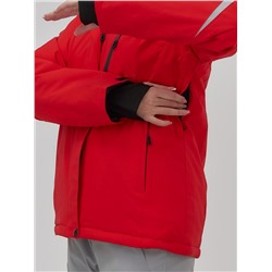 Горнолыжная куртка женская зимняя красного цвета 7017Kr