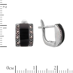 Серьги 'Полоска' с агатом и марказитами ТПСК.207АГN