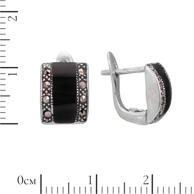 Серьги 'Полоска' с агатом и марказитами ТПСК.207АГN