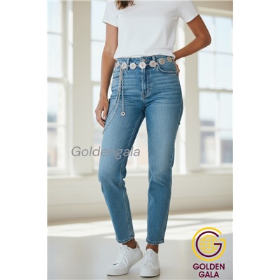 Пояс женский цепочка  с кольцами цвет серебро модель 10