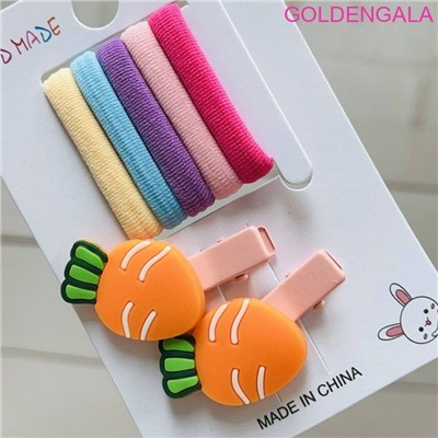 Набор детских аксессуаров для волос (Зажим уточка 2 + 5 резинки) НД 3 тип 2