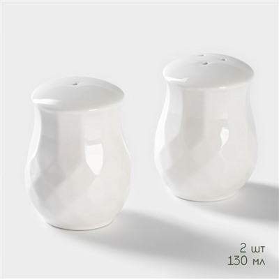 Набор для специй BellaTenero, солонка 130 мл, перечница 130 мл, на бамбуковой подставке, фарфор, белый