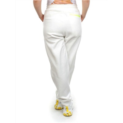 M073 WHITE Брюки спортивные женские на флисе (85% хлопок, 10% полиэстер, 5% спандекс) 7986