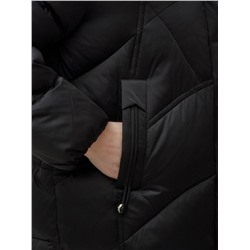 Куртка зимняя женская с мехом и капюшоном тренд черного цвета 7656Ch