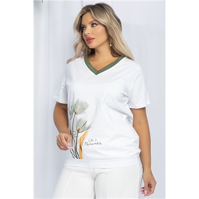 Блуза Лотус (бело-оранжевая) Б13160-20М