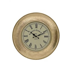 Настенные металлические часы с гравировкой, Латунь, 30 см, Iron Wall Clock Brass 12”, произв. John Molly Decor&Gifts