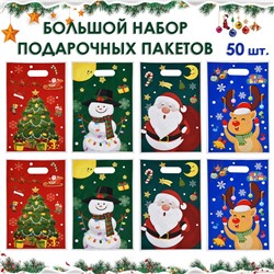 Набор подарочных пакетов 50 штук 25*16 см. Микс рисунков