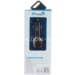 АЗУ ELTRONIC Premium Micro USB с USB выходом (2100mAh) коробка (витой/черный) ЛИТОЕ