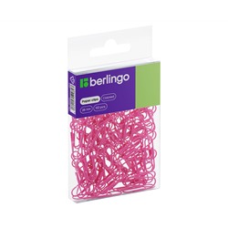 Скрепки 28мм, Berlingo, 100шт., цветные, ПВХ упак., европодвес, розовые