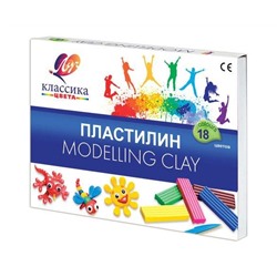 Пластилин Луч КЛАССИКА 18 цв. 360 г ассорти со стеком