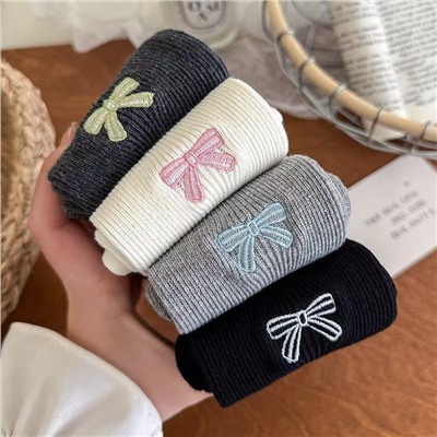 Colored embroidery, brand universal cotton knee socks, new collection, with embroidery, South Korea, internet celebrity