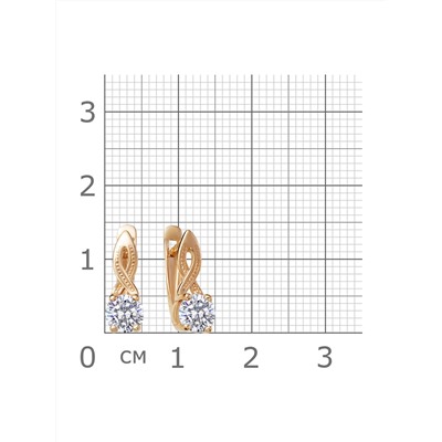 Серьги с фианитом позолоченные серебро 925*