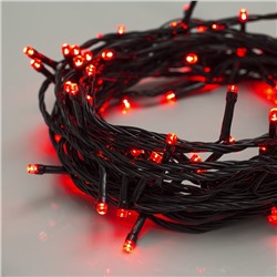 УЦЕНКА Гирлянда «Нить», 10 м, IP20, 100 LED, 220 В, 8 режимов, тёмная нить, свечение красное