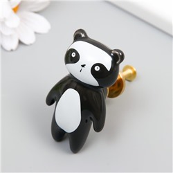 Мебельная ручка - кнопка, керамика, металл «Панда», 6.3×3.5 см