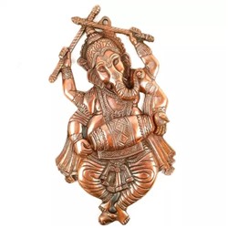 Настенное панно танцующий Ганеша, Lord Ganesh Dancing Pose Metal Wall Hanging (18 Inch), произв. Apka Mart