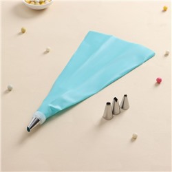 Набор кондитерский, 6 предметов: адаптер, мешок, 4 насадки d=1.8 см, бирюзовый