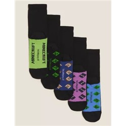 5pk Cotton Minecraft™ School Socks