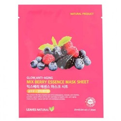 Тканевая маска для лица с ягодами Leaves Natural 10 шт