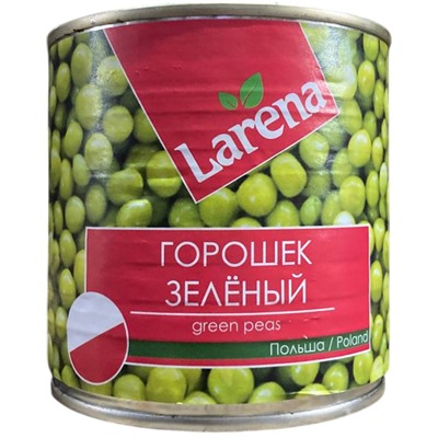 Горошек зеленый Larena 410(245г) г жб 1/8