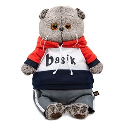 Мягкая игрушка "Кот Басик в костюме в стиле спорт-шик" (22 см)