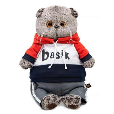Мягкая игрушка "Кот Басик в костюме в стиле спорт-шик" (22 см)