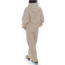 3156/3157 BEIGE/PINK Костюм спортивный женский (95% хлопок, 5% эластан)